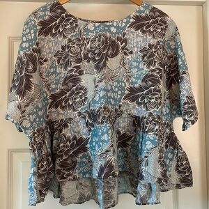 (Creatures of Comfort) silk & linen crop blouse